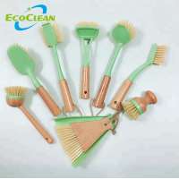 EcoClean #011019 Manufacturing Comfort Grip  Bamboo Handle Floor Tile and Grout Scrub Brush